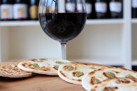 Glass piadina red wine