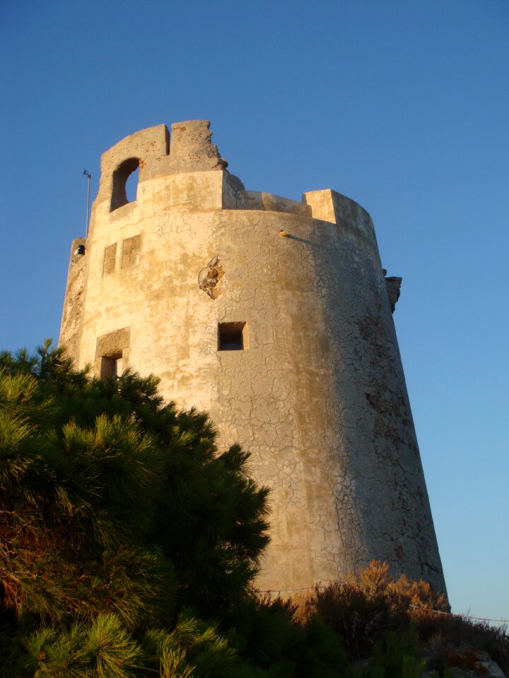 Medieval tower blue sky sardinia