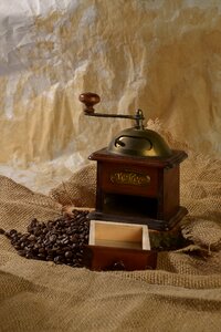 Coffee grinder brown studio photo