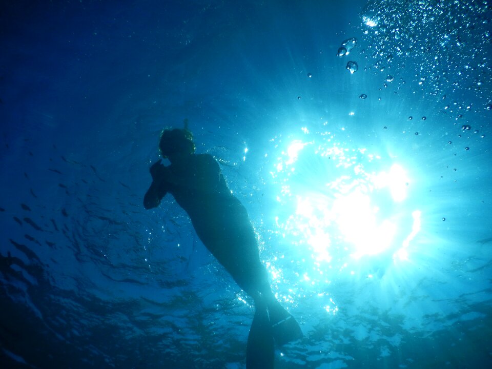 Sub snorkeling diver