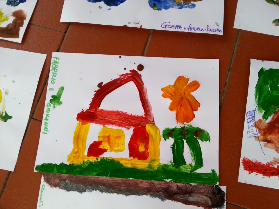 Drawing children colorful