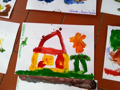 Drawing children colorful