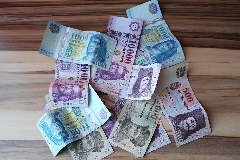 Hungarian currency paper money bills