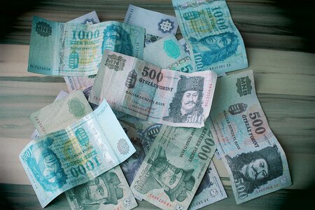 Hungarian currency paper money bills