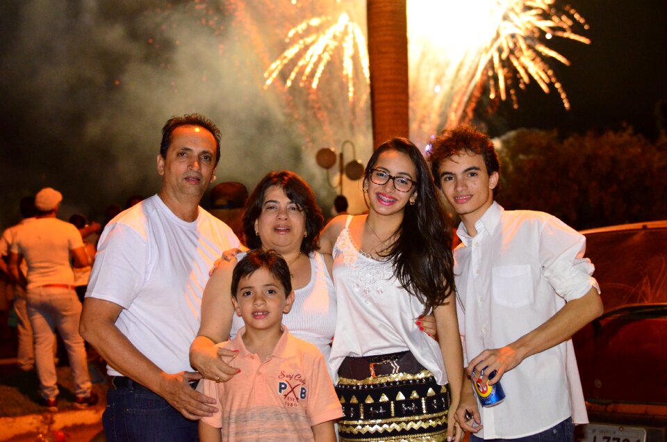 Family beautiful fireworks