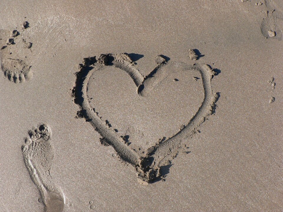 Heart footprint beach