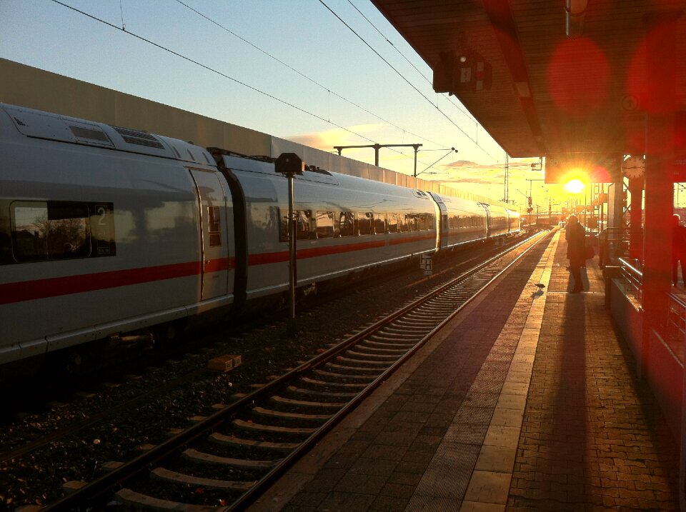 Morning sun track traveler
