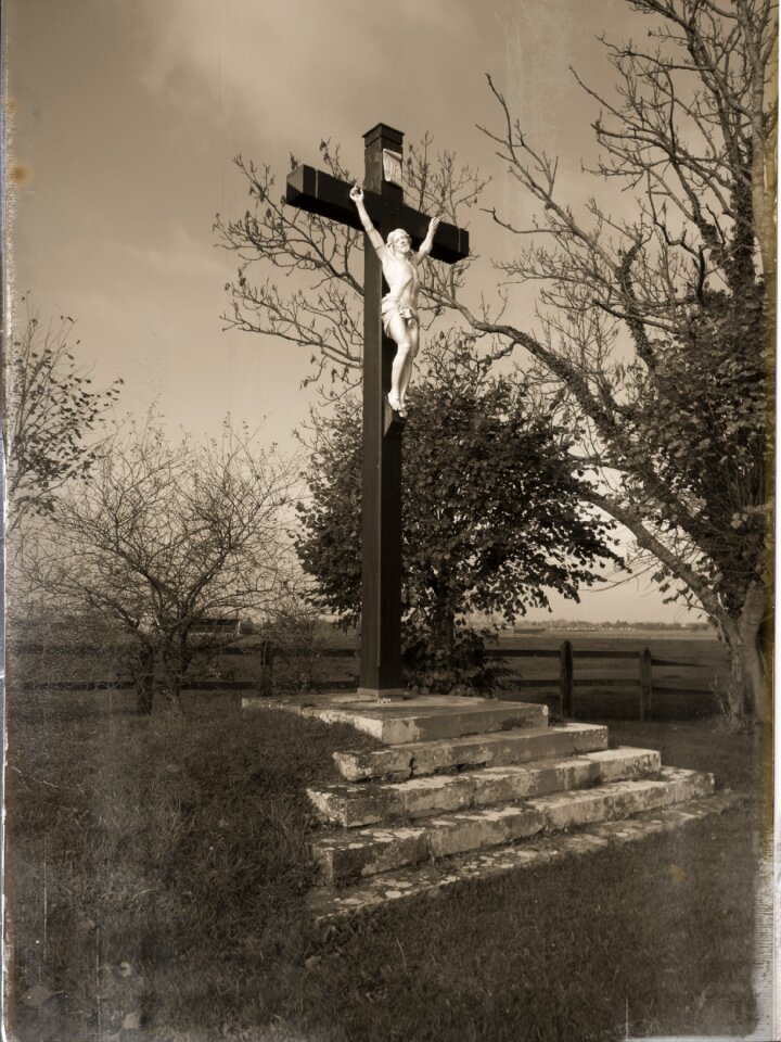 Jesus christ sepia statue