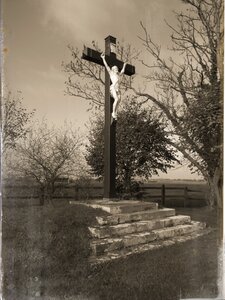 Jesus christ sepia statue