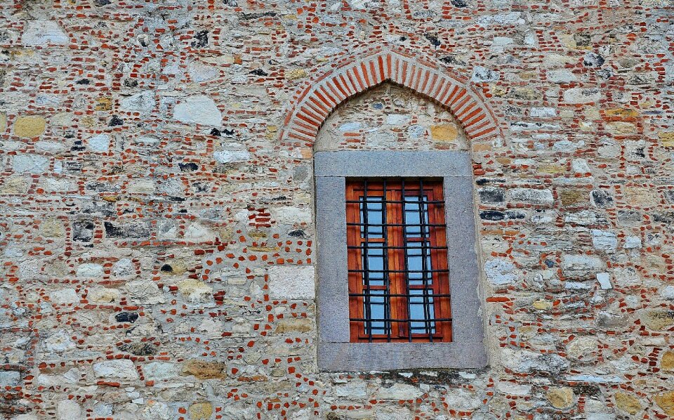 Brick gray building photo