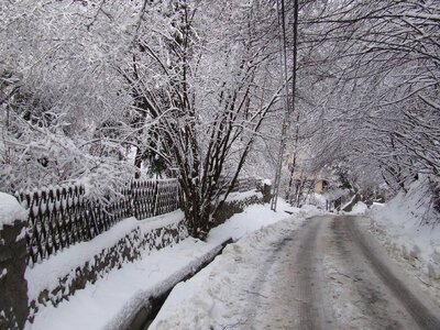 January snow snowy road