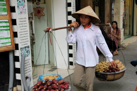 Street scene hanoi vietnam photo