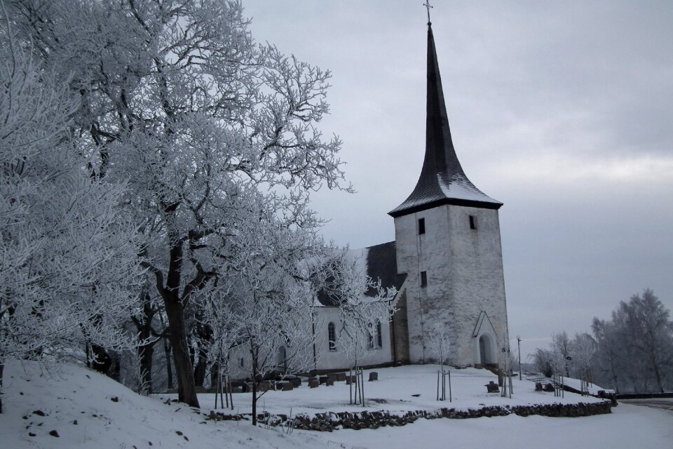 Church winter snow