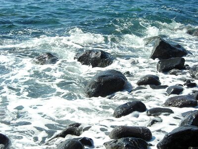 Spray rock sea