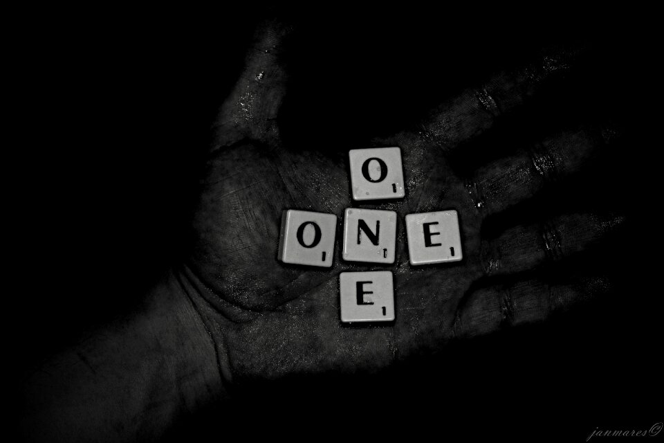 Hand scrabble letters
