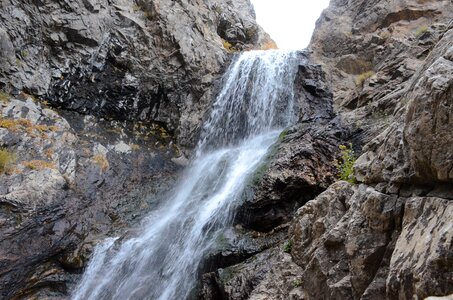 Peaceful flow gray waterfall