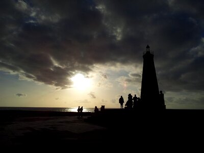 Lighthouse silhouettes sunset