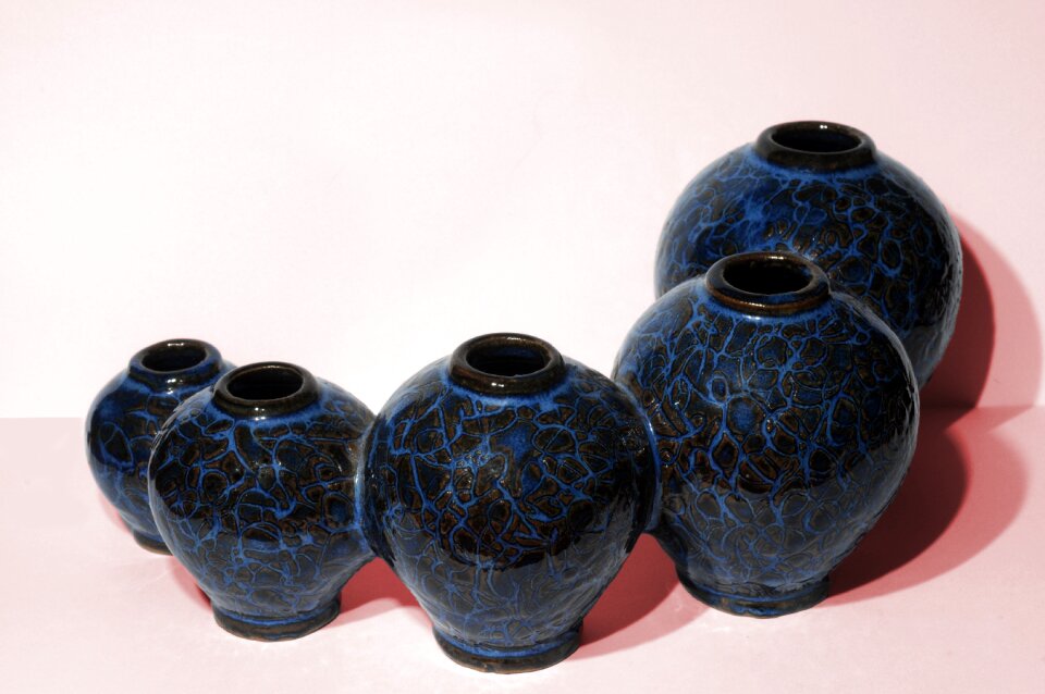 Five ceramic blue
