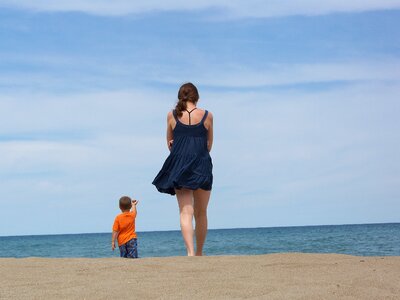 Boy walk water