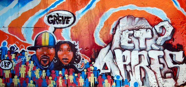 Street art graffiti frescoes