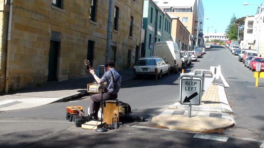 Street musician gray market photo