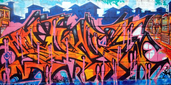 Street art graffiti frescoes
