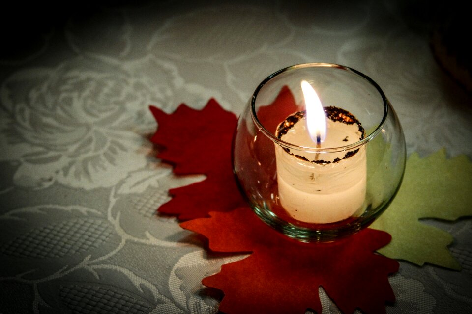 Fire flame wax candle