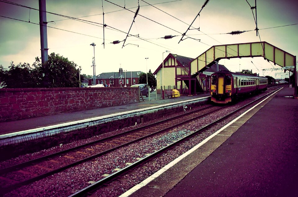 Railway track wait photo