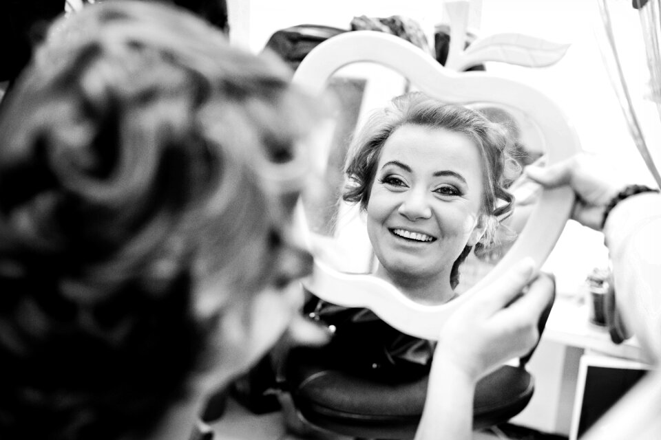 Opposite of self monochrome picture beautiful woman