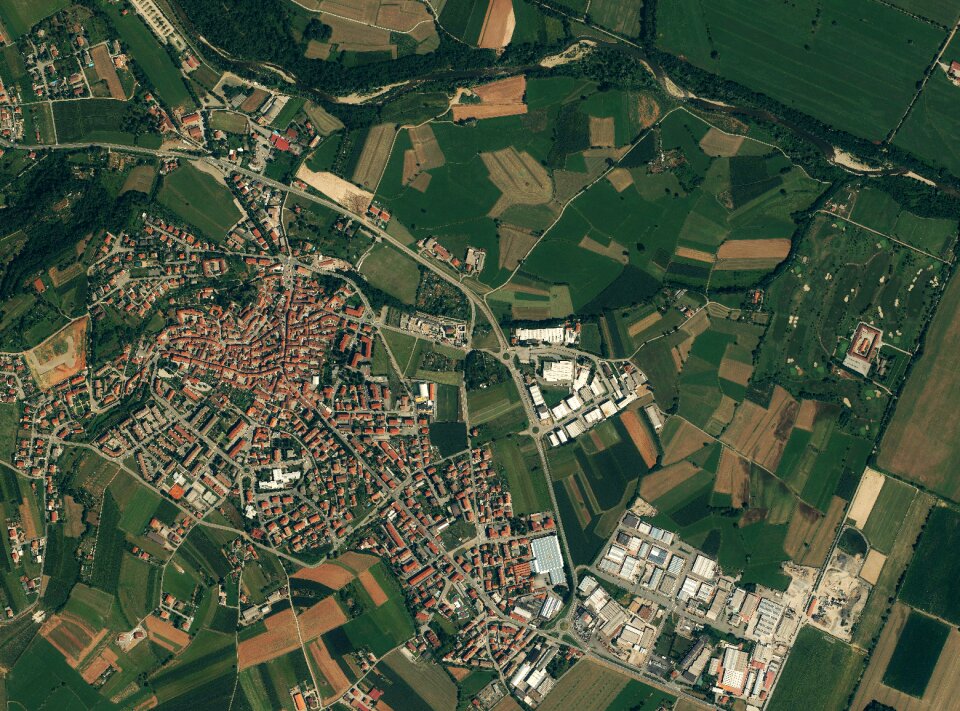 Satellite photo european town plan