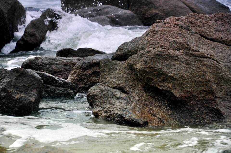 Beach stone the waves