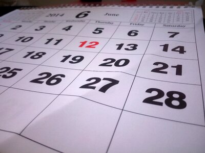 June 2014 gray calendar