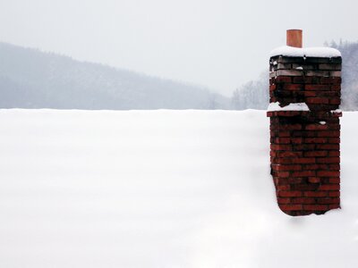 Roof winter bricks photo