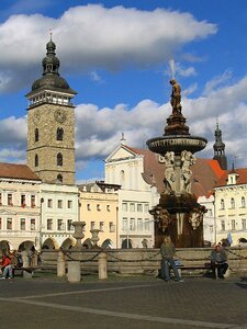 Historical city black tower budweis photo