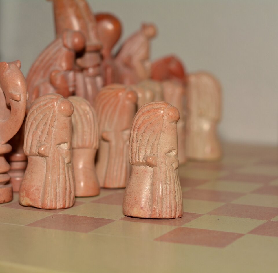 Stone chess game close up