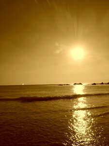 Beach sepia sunset photo