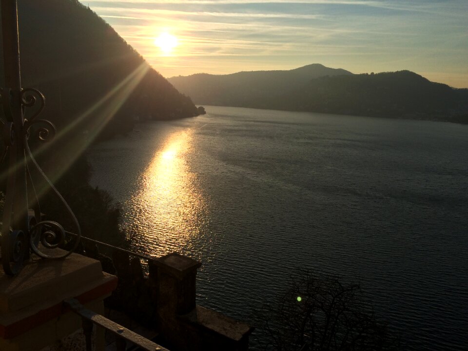 Winter sunset lake como