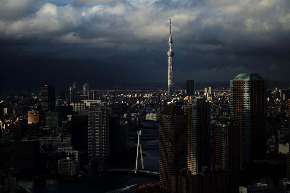 High-rise apartment spring storm