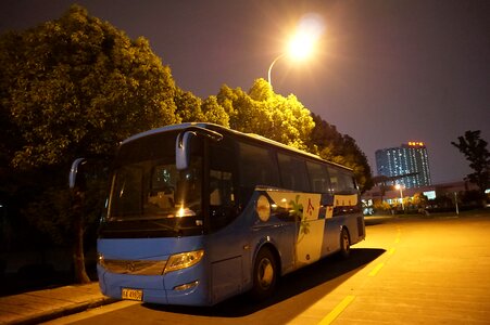 Night view buses light