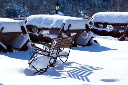 Dining tables beer garden winter