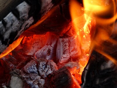 Warm campfire flame photo