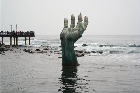 Pohang hands statue beach
