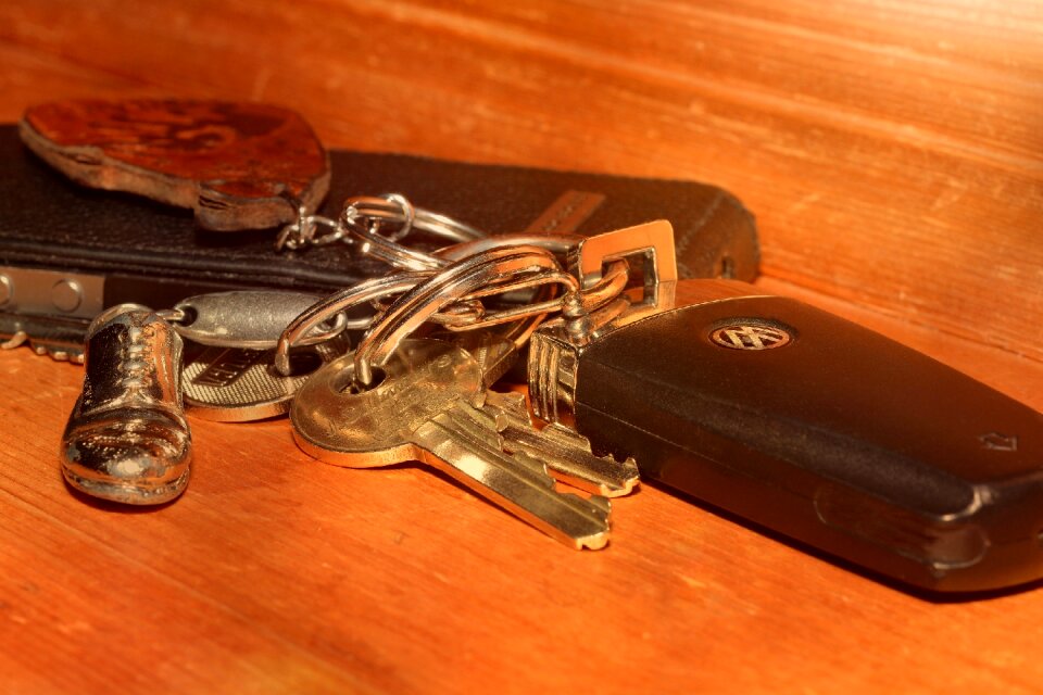 Keychain car keys close up