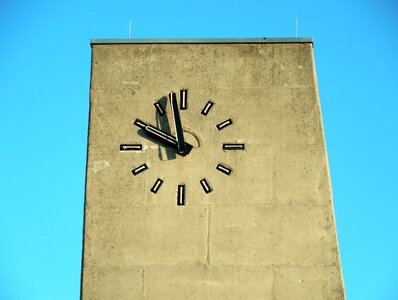Tower clock face time indicating photo