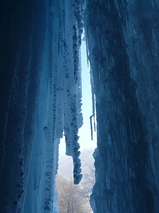 Cave cold stalactites photo