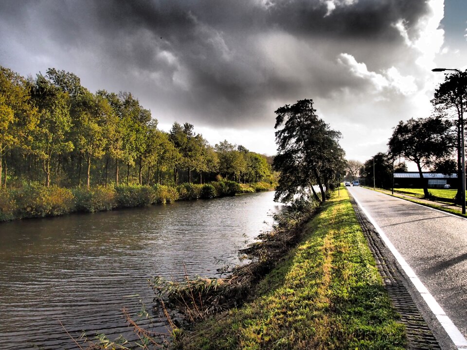 Netherlands canal clouds