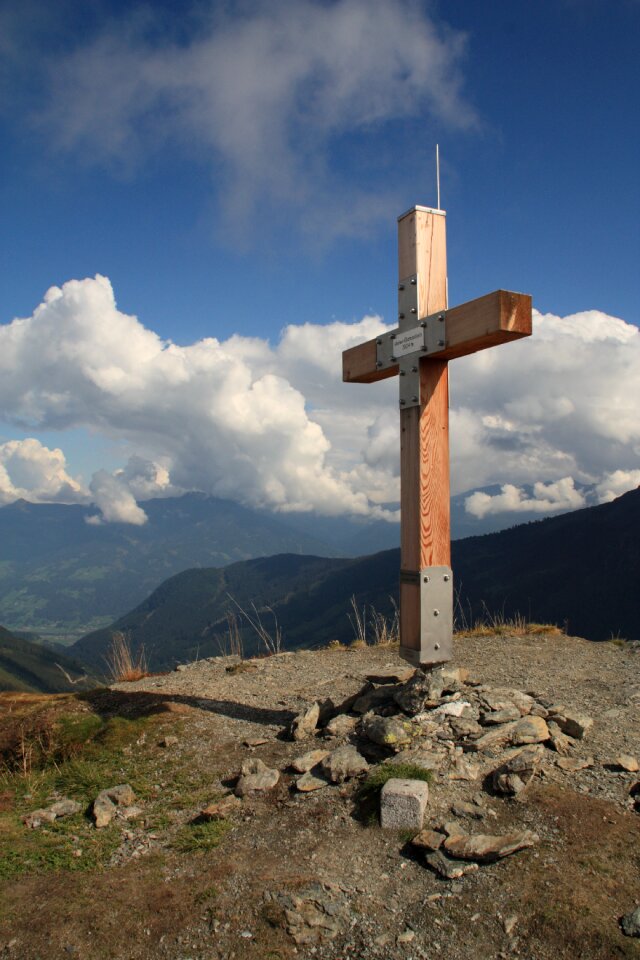 Alpine summit cross mountains