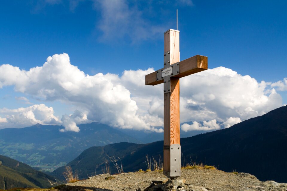 Alpine summit cross mountains
