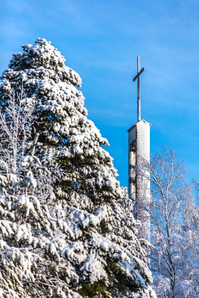 Cross winter church