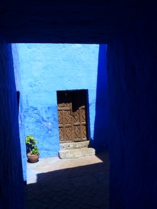 House entrance blue painting